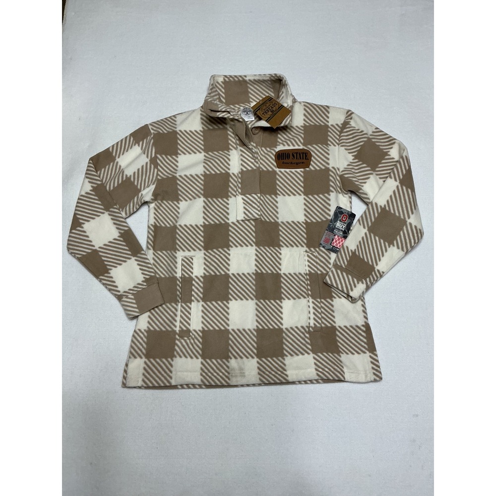 Ohio State Buckeyes Women Small 4/6 Plaid Fleece Pullover Rivalry Threads NWT